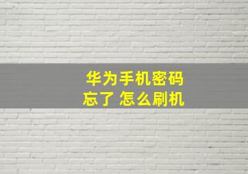 华为手机密码忘了 怎么刷机